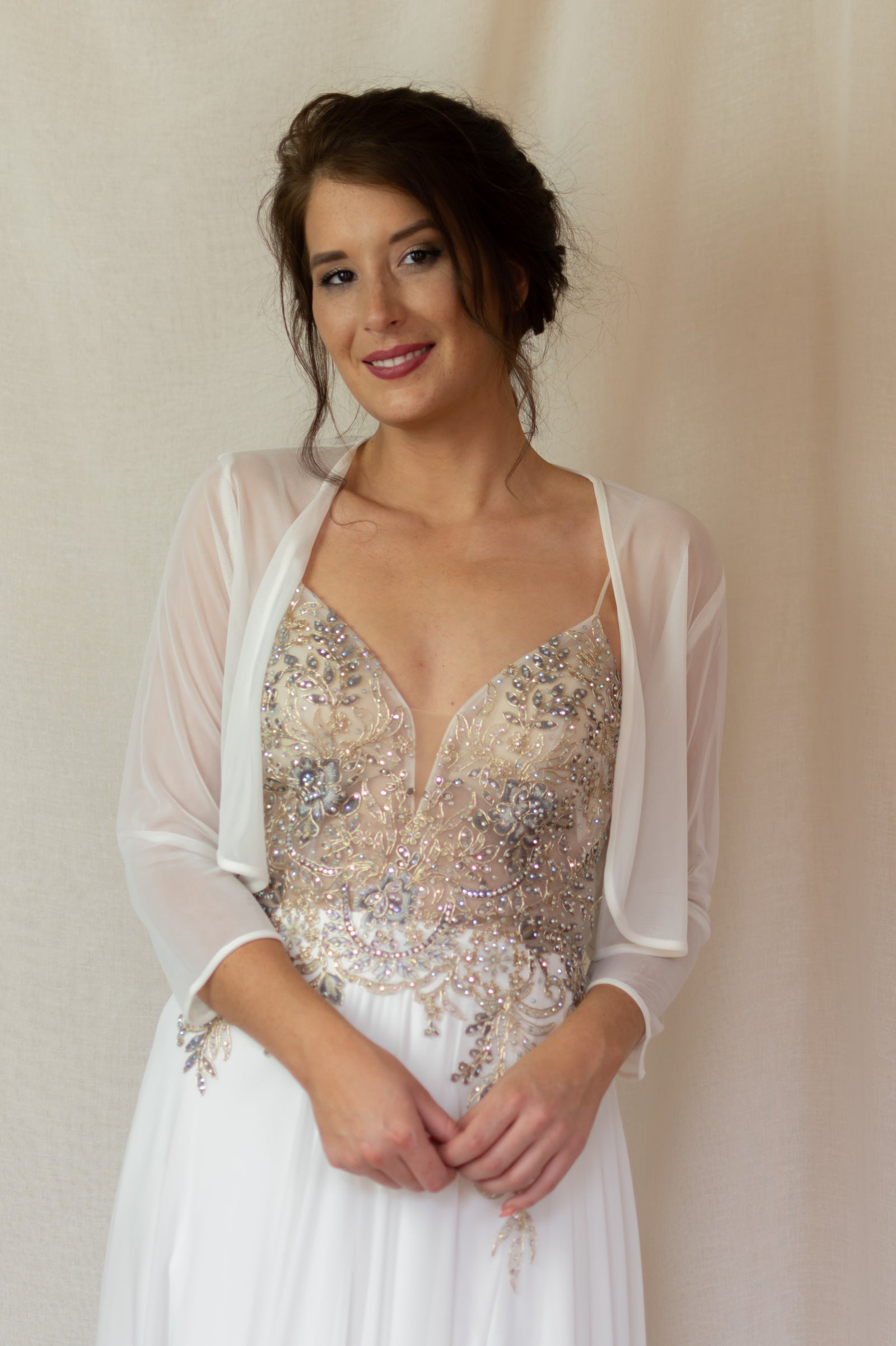 Bolero Chiffon - Ivoor/ Navy/ Zilver