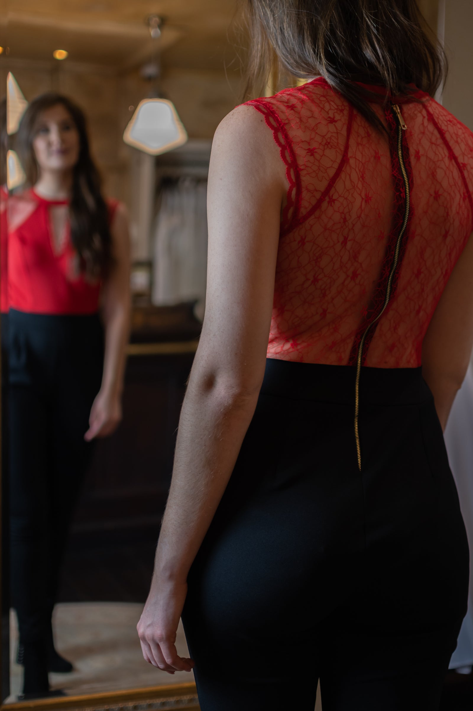 Ladylike Jumpsuit - Black & Red