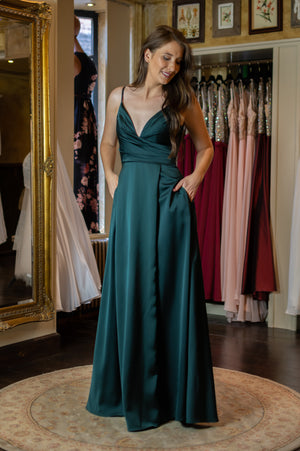 Satin Crush Dress - Green