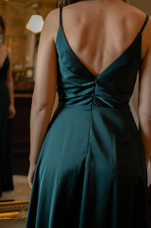 Satin Crush Dress - Green