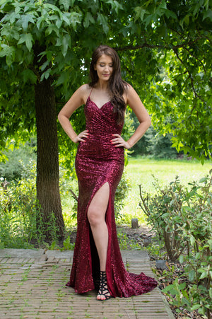 Oscars Dress - Shimmering Bordeaux