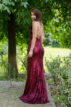 Oscars Dress - Shimmering Bordeaux