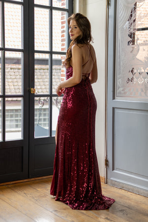 Oscars Dress - Shimmering Bordeaux