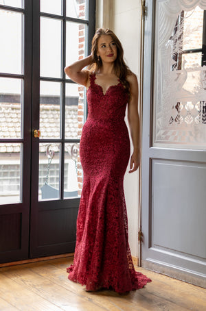 Lace Diva Dress - Bordeaux (alleen online te koop, niet in de winkel)