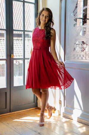 Cute As A Button Dress - Cerise (alleen online te koop, niet in de winkel)