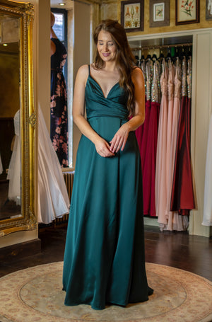 Satin Crush Dress - Green