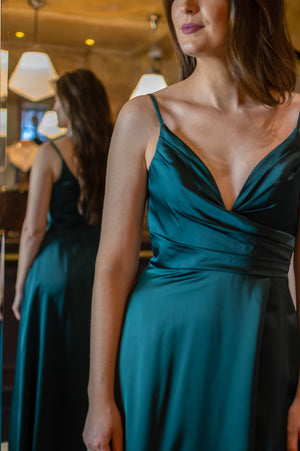 Satin Crush Dress - Green