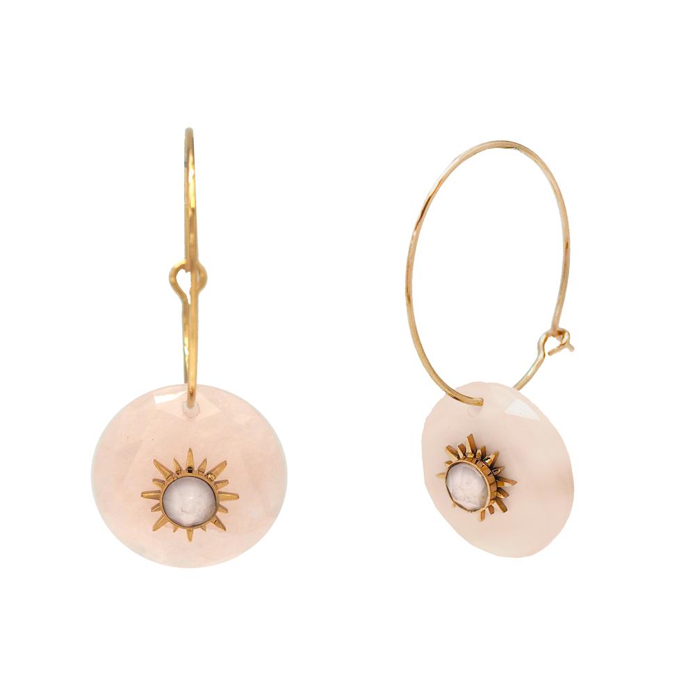 Elegance Earrings - Rose Quartz & Crystal
